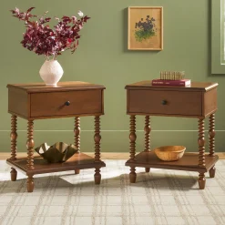 Traditional Vivienne Easy Assembly Solid Wood Nightstand