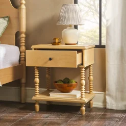 Traditional Vivienne Easy Assembly Solid Wood Nightstand
