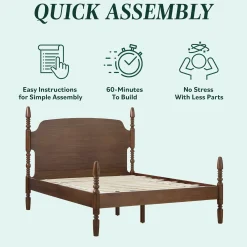 Traditional Vivienne Easy Assembly Solid Wood Bed
