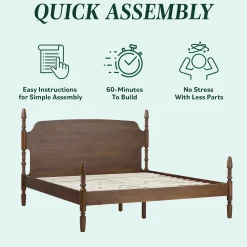Traditional Vivienne Easy Assembly Solid Wood Bed