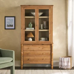 Traditional Vivienne Easy Assembly Bookcase Cabinet with Drawers