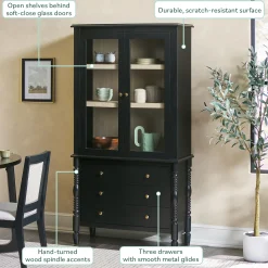 Traditional Vivienne Easy Assembly Bookcase Cabinet with Drawers