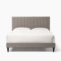 Tufted Boucle Upholstered Gray Queen Platform Bedframe