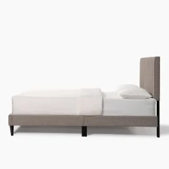Tufted Boucle Upholstered Gray Queen Platform Bedframe
