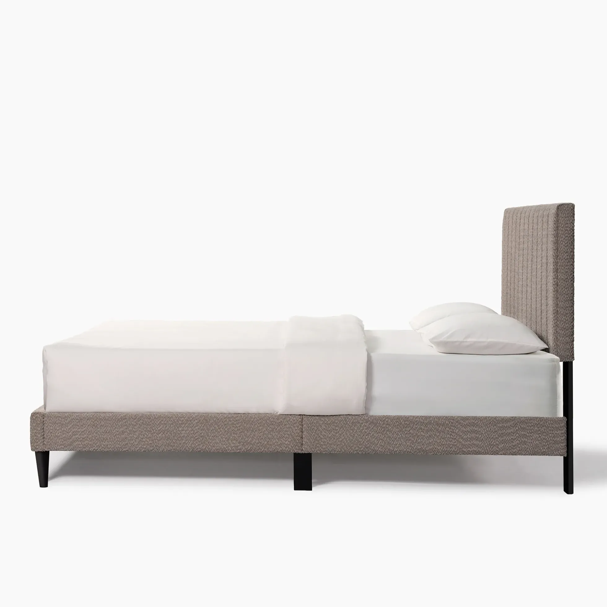 Tufted Boucle Upholstered Gray Queen Platform Bedframe