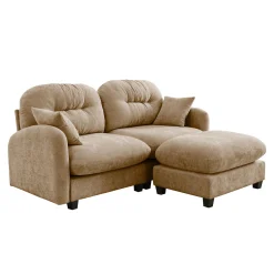 Tufted Chenille Cloud Loveseat Sectional Sofa Couch with Ottoman
