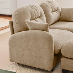 Tufted Chenille Cloud Loveseat Sectional Sofa Couch with Ottoman
