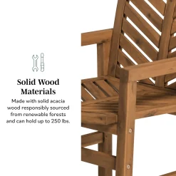 Vincent Patio Wood Chairs, Set of 2