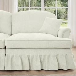 Walker Edison | 2 in 1 Classic Traditional Style Sectional Sofa with Removable Ruffles Pleats Skirts