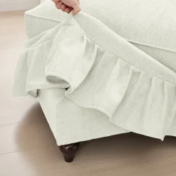 Walker Edison | 2 in 1 Classic Traditional Style Sectional Sofa with Removable Ruffles Pleats Skirts