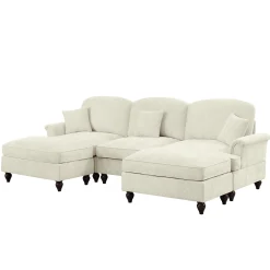 Walker Edison | 2 in 1 Classic Traditional Style Sectional Sofa with Removable Ruffles Pleats Skirts