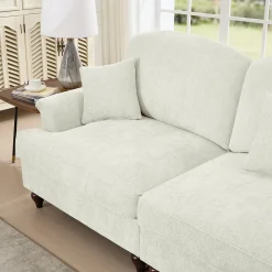 Walker Edison | 2 in 1 Classic Traditional Style Sectional Sofa with Removable Ruffles Pleats Skirts