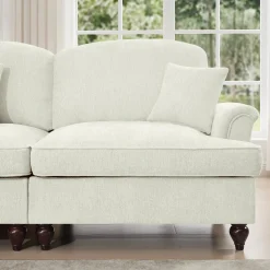 Walker Edison | 2 in 1 Classic Traditional Style Sectional Sofa with Removable Ruffles Pleats Skirts