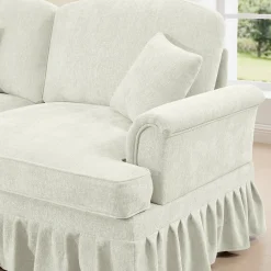 Walker Edison | 2 in 1 Classic Traditional Style Sectional Sofa with Removable Ruffles Pleats Skirts