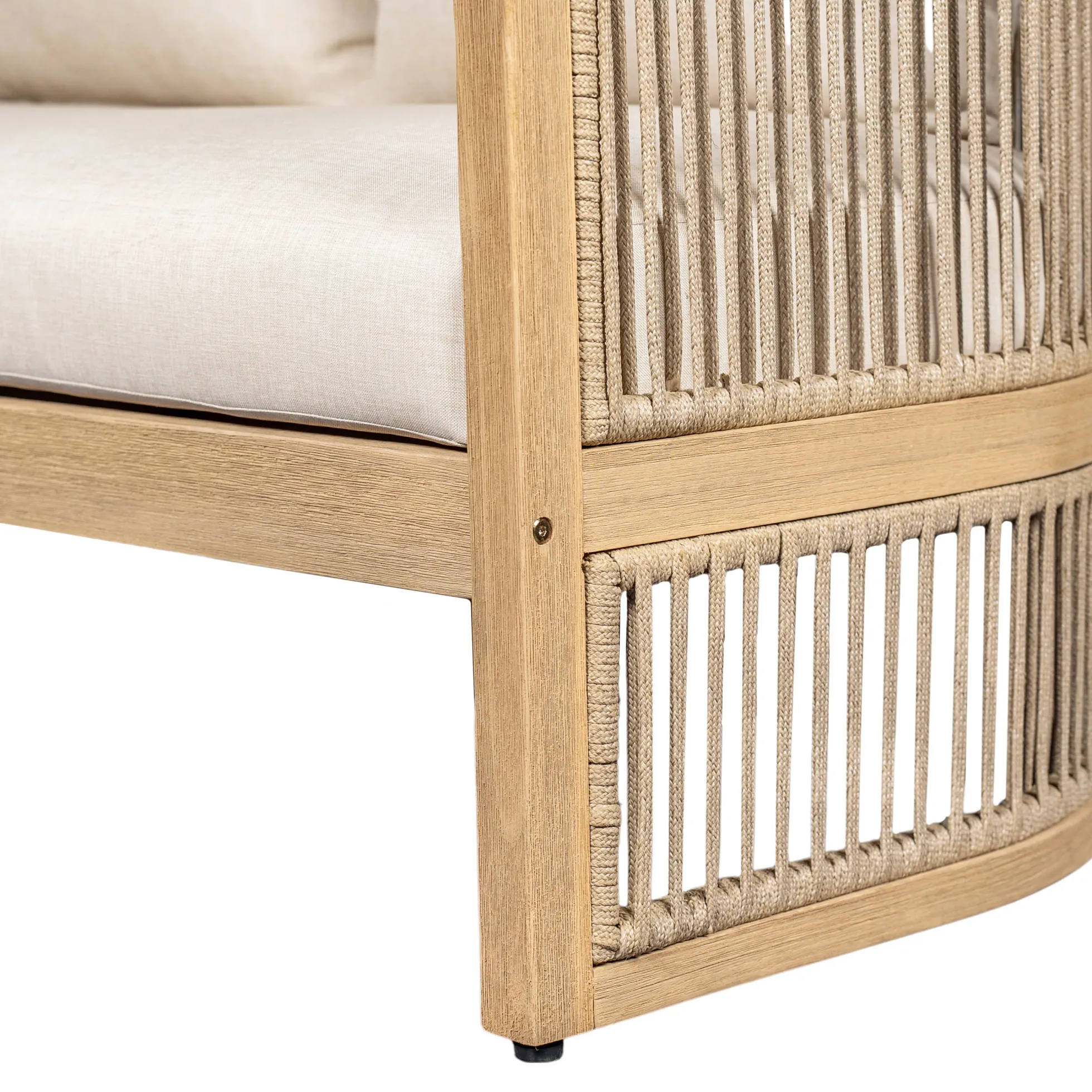 Walker Edison | 54.4'' Outdoor Acacia Wood Loveseat with Cushions