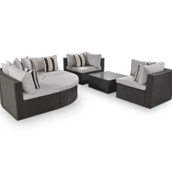 Walker Edison | 7 Piece Outdoor Wicker Modular Sofa Set