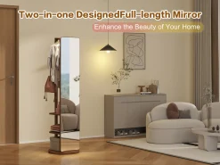 Walker Edison | 360° Rotating 66'x14' Multifunctional Full Length Mirror with Storage