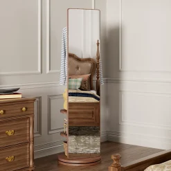Walker Edison | 360° Rotating 66'x14' Multifunctional Full Length Mirror with Storage