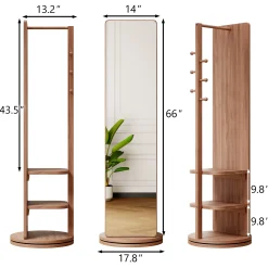 Walker Edison | 360° Rotating 66'x14' Multifunctional Full Length Mirror with Storage