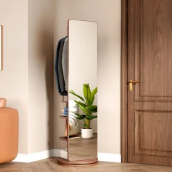 Walker Edison | 360° Rotating 66'x14' Multifunctional Full Length Mirror with Storage