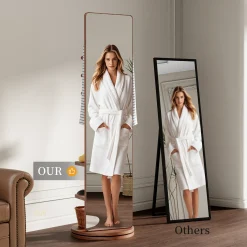 Walker Edison | 360° Rotating 66'x14' Multifunctional Full Length Mirror with Storage