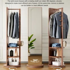 Walker Edison | 360° Rotating 66'x14' Multifunctional Full Length Mirror with Storage