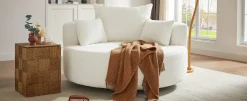 Walker Edison | 360° Swivel Accent Round Sofa Chair with Pillows