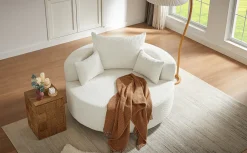 Walker Edison | 360° Swivel Accent Round Sofa Chair with Pillows