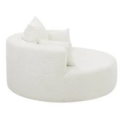 Walker Edison | 360° Swivel Accent Round Sofa Chair with Pillows