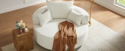 Walker Edison | 360° Swivel Accent Round Sofa Chair with Pillows