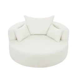 Walker Edison | 360° Swivel Accent Round Sofa Chair with Pillows