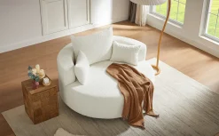 Walker Edison | 360° Swivel Accent Round Sofa Chair with Pillows