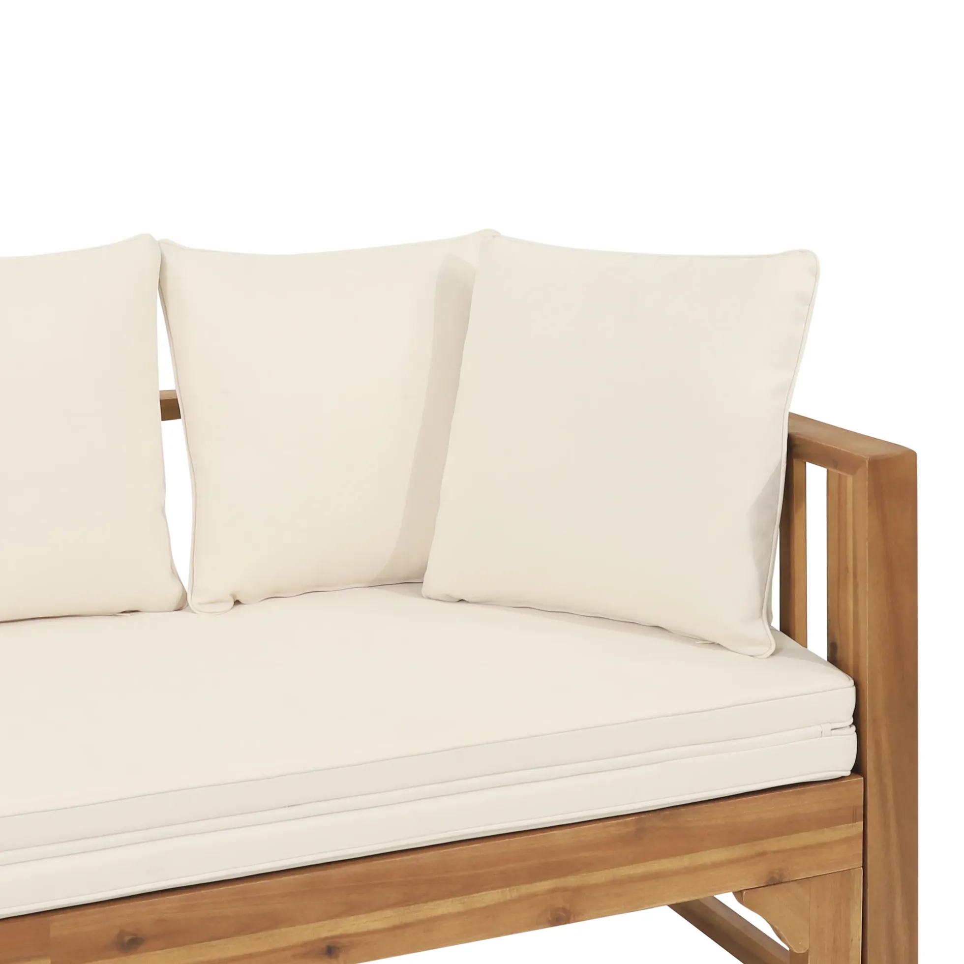 Walker Edison | Acacia Wood Outdoor Extendable Sofa into Daybed