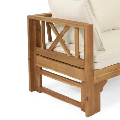 Walker Edison | Acacia Wood Outdoor Extendable Sofa into Daybed