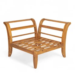 Walker Edison | Acacia Wood Outdoor Modular 6 Piece Sectional Sofa Set