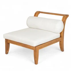 Walker Edison | Acacia Wood Outdoor Modular 6 Piece Sectional Sofa Set