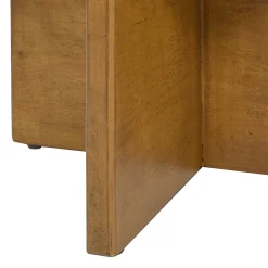 Walker Edison | Bali 18.5' Round Upholstered Ottoman with Natural Wood Base