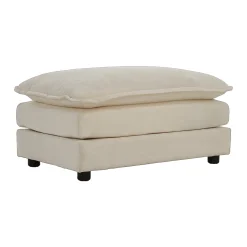 Walker Edison | Beige Chenille Cloud Accent Chair with Ottoman Set