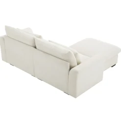 Walker Edison | Beige Corduroy Cloud Modular Loveseat with Storage Ottoman