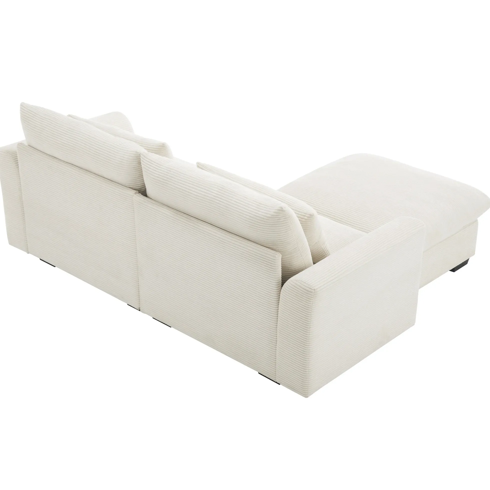 Walker Edison | Beige Corduroy Cloud Modular Loveseat with Storage Ottoman