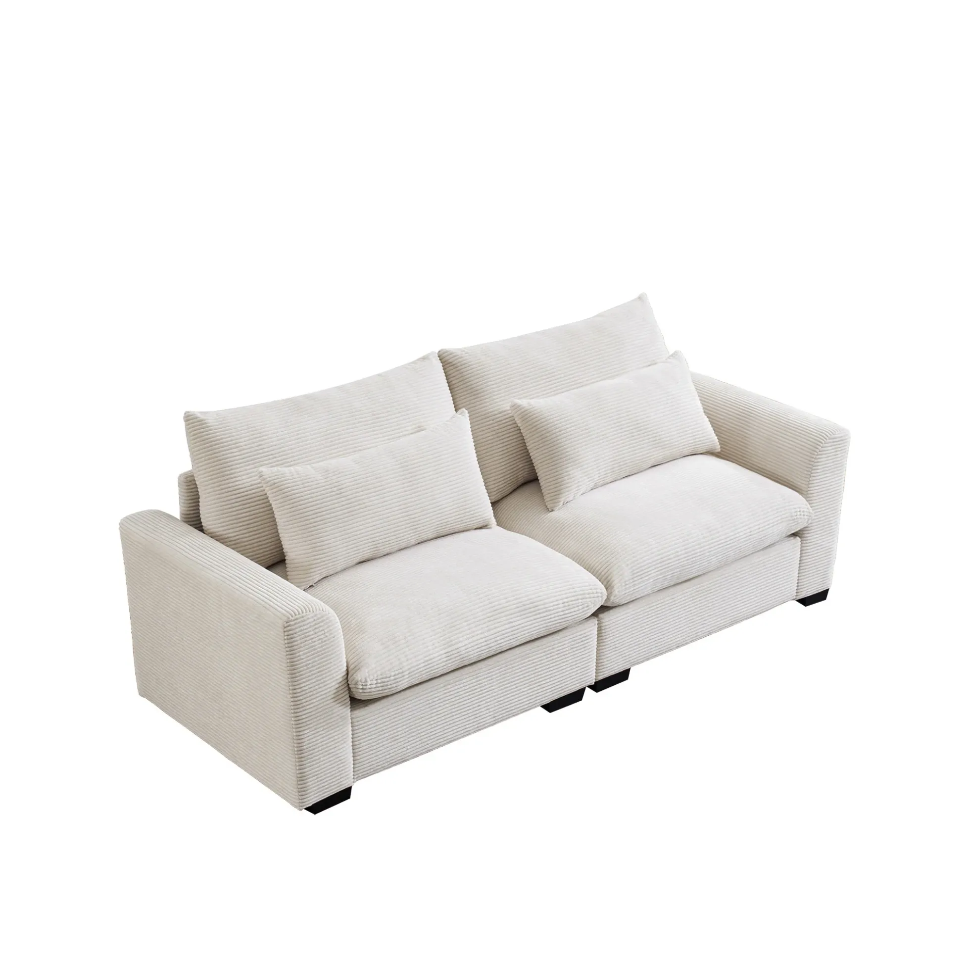 Walker Edison | Beige Corduroy Deep Seat Loveseat Couch