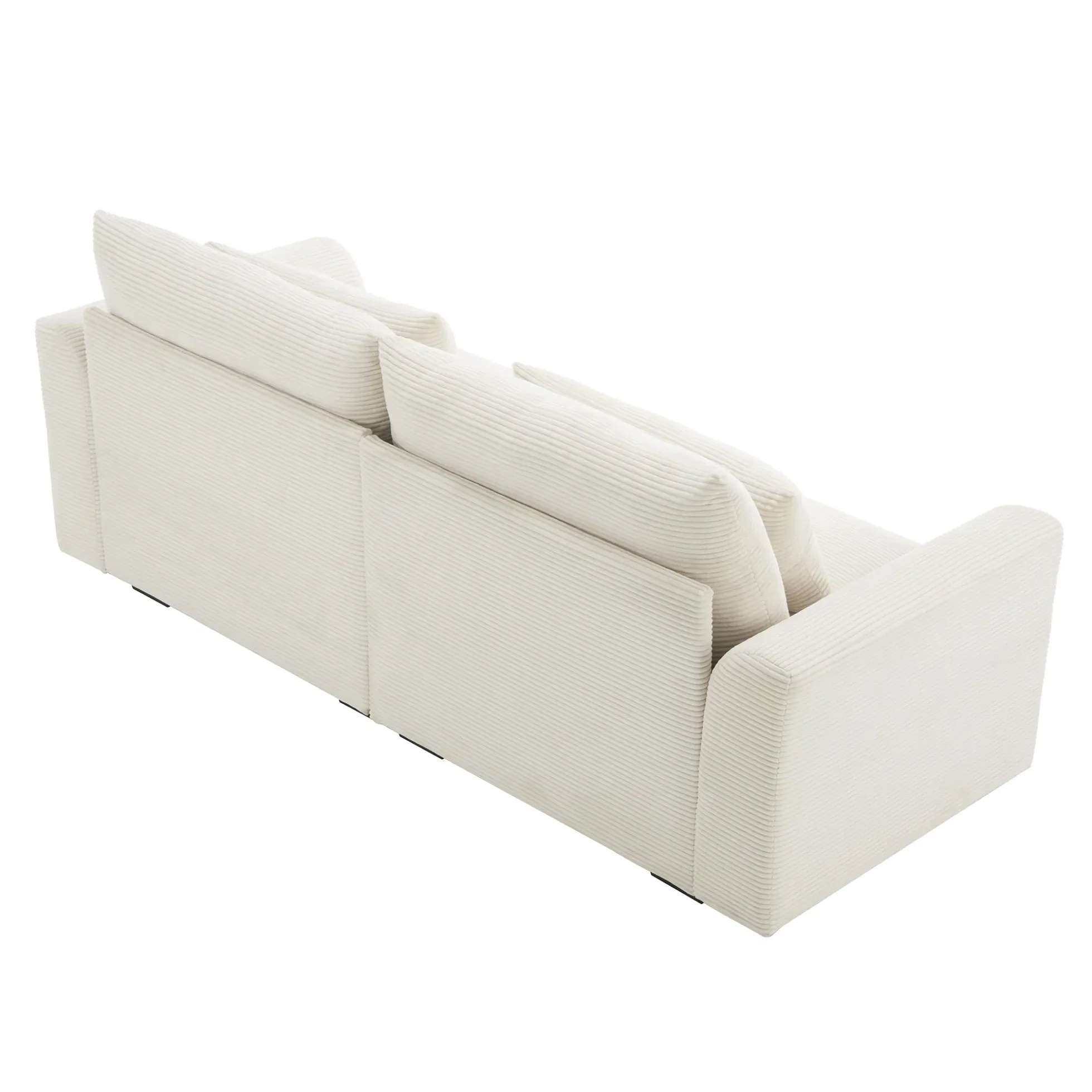 Walker Edison | Beige Corduroy Deep Seat Loveseat Couch