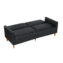 Walker Edison | Black Faux Leather Comfort Sleeper Sofa