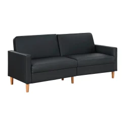 Walker Edison | Black Faux Leather Comfort Sleeper Sofa
