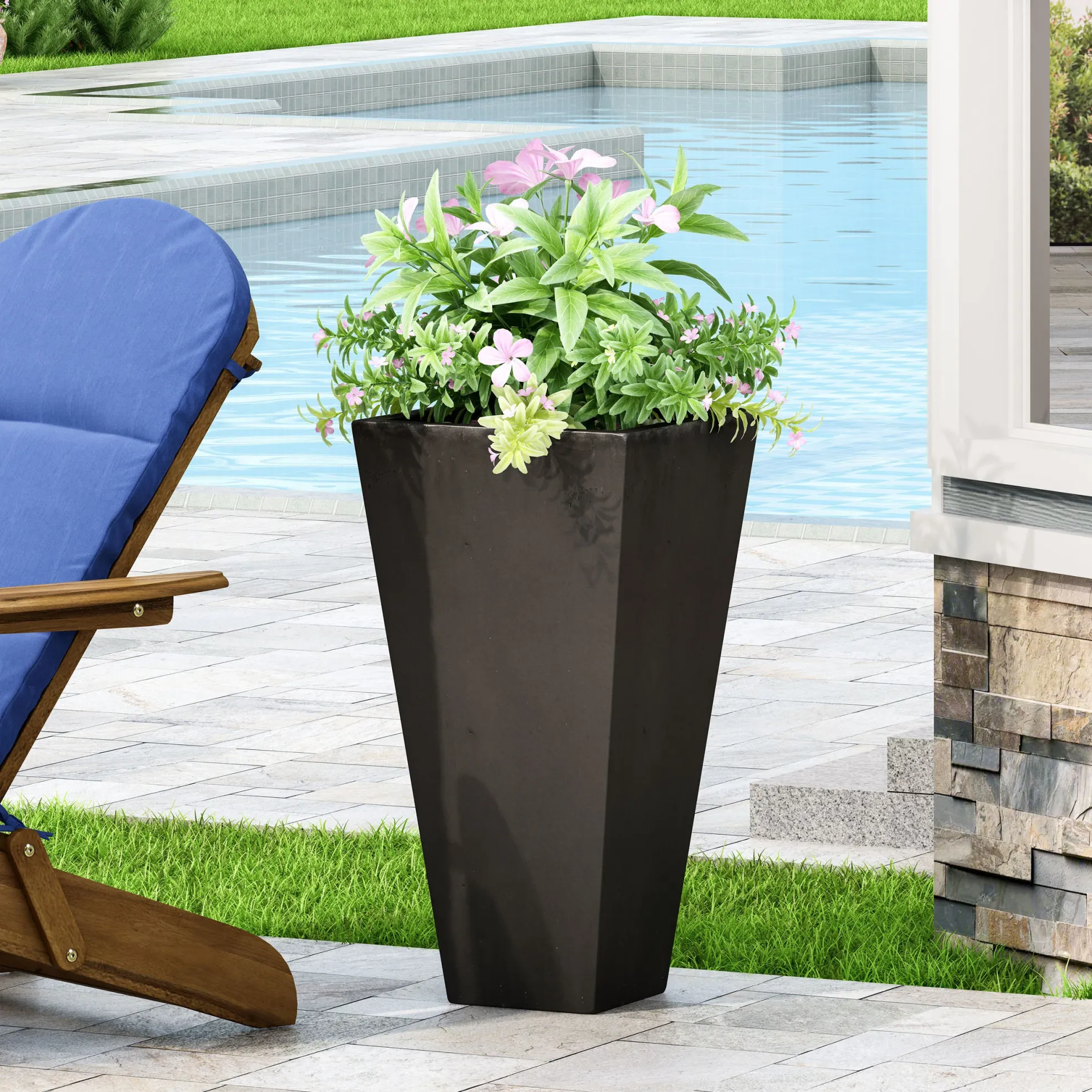 Walker Edison | Black Outdoor Modern Planter