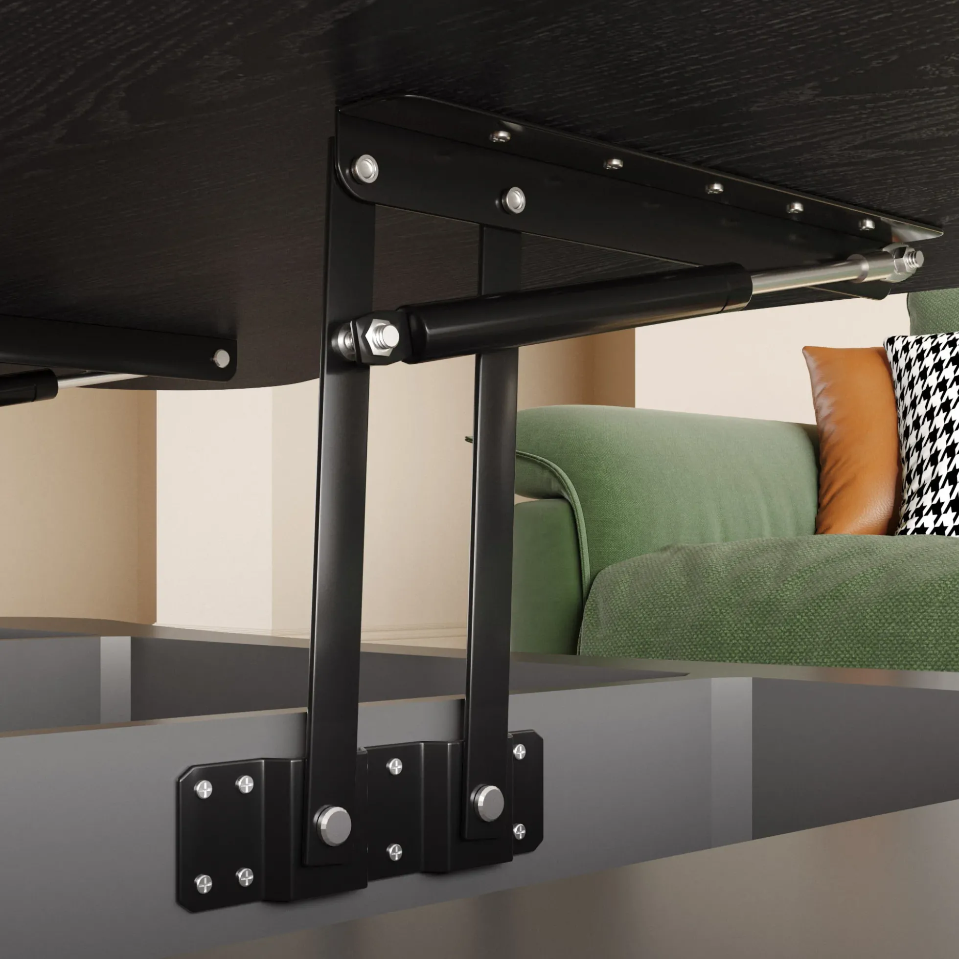 Walker Edison | Black Reeded Curve Design Lift Top Coffee Table and Desk