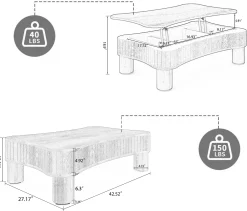 Walker Edison | Black Reeded Curve Design Lift Top Coffee Table and Desk