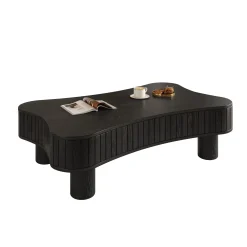 Walker Edison | Black Reeded Curve Design Lift Top Coffee Table and Desk