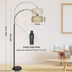 Walker Edison | Boho Arc Floor Lamps for Living Room with 3 Color Temperatures