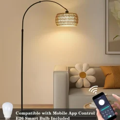 Walker Edison | Boho Arc Floor Lamps for Living Room with 3 Color Temperatures